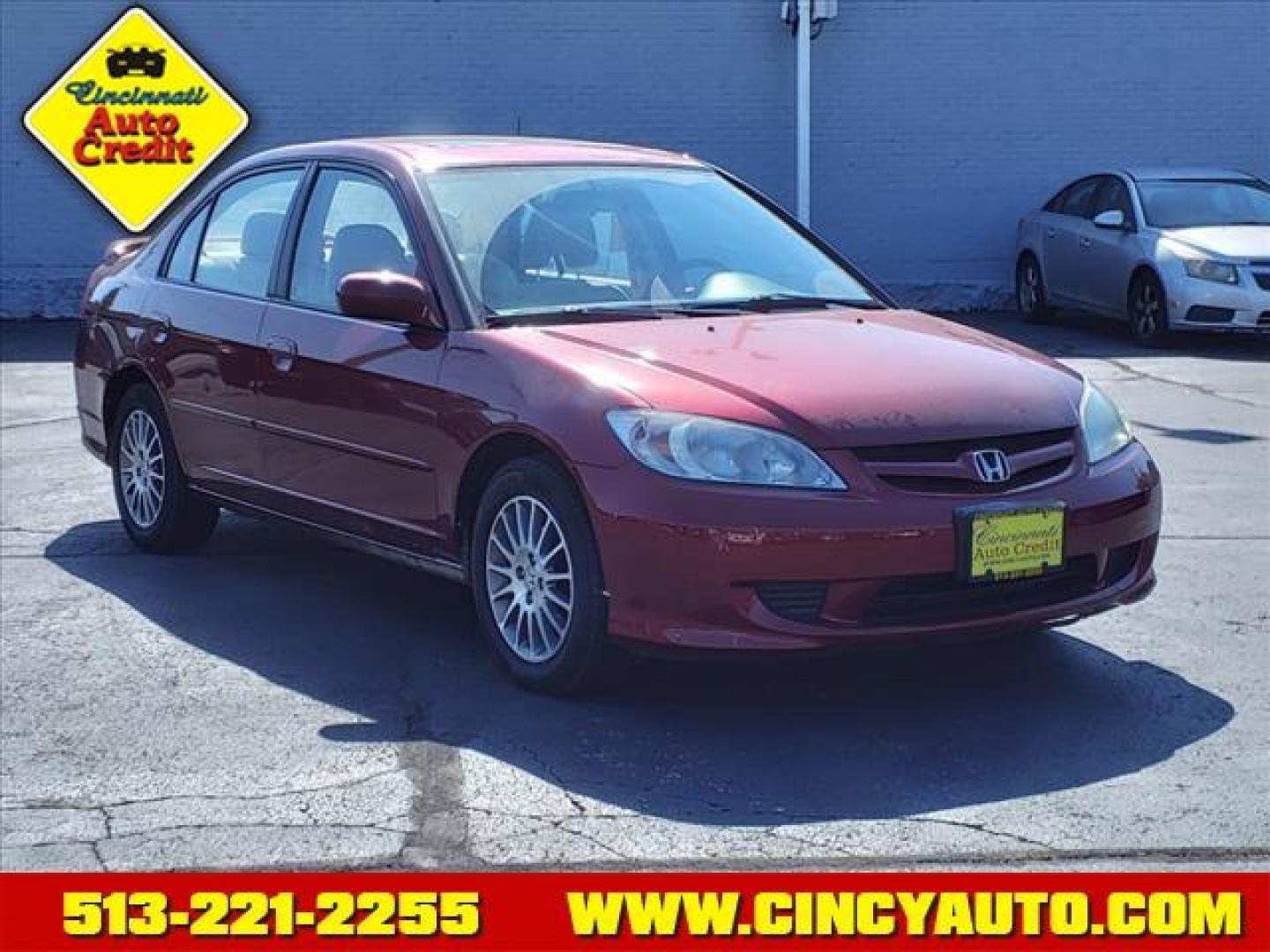 2005 Tango Red Pearl Honda Civic EX (2HGES26725H) with an 1.7L 1L NA I4 single overhead cam (SOHC) 16V Fuel Injected engine, 4-Speed Automatic transmission, located at 2813 Gilbert Avenue, Cincinnati, OH, 45206, (513) 221-2255, 39.130219, -84.489189 - Photo#0